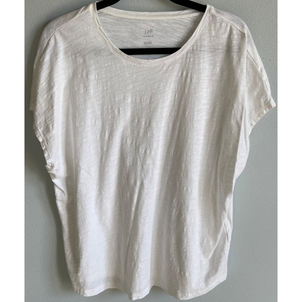 J.Jill Womens White Cotton Slub Tee Large - Picture 3 of 9